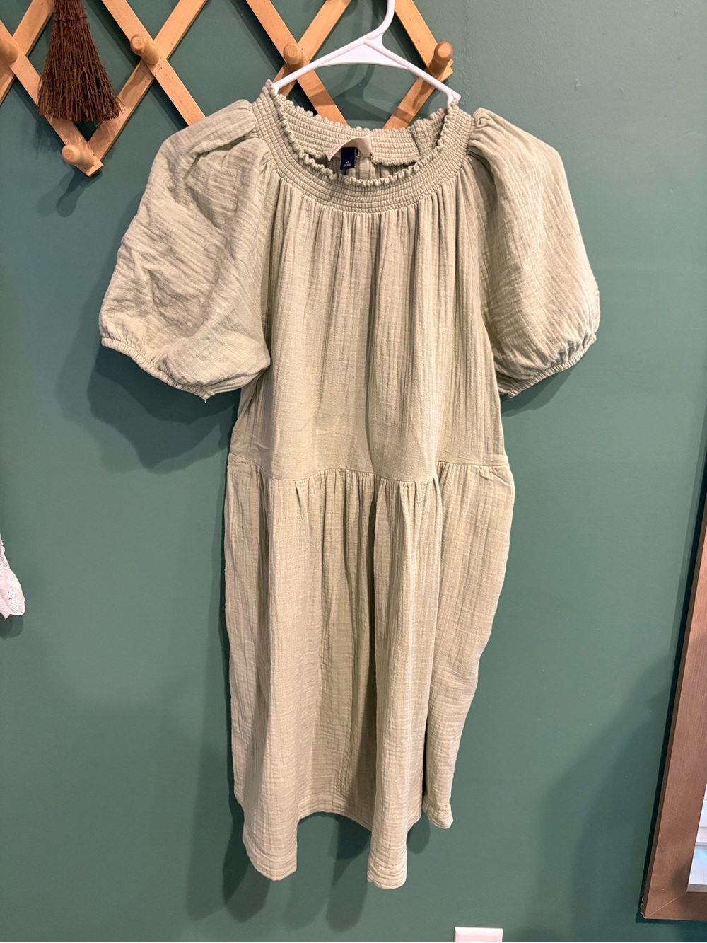 Universal Thread Light Sage Green Puff Sleeve Mini Dress